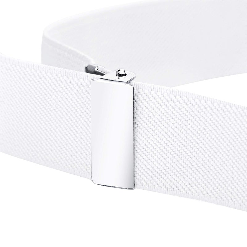 Buyless Fashion Kids Toddlers Baby Adjustable Elastic Stretch Belt with Silver Buckle - 5101-White - Image 5